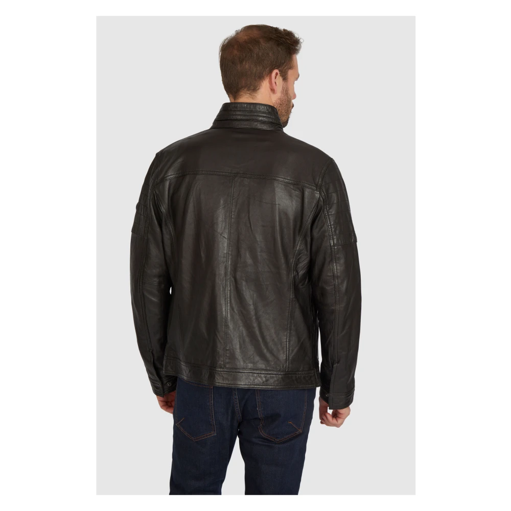 Bugatti Heren Leren Jas met Biker Stijl Black Heren