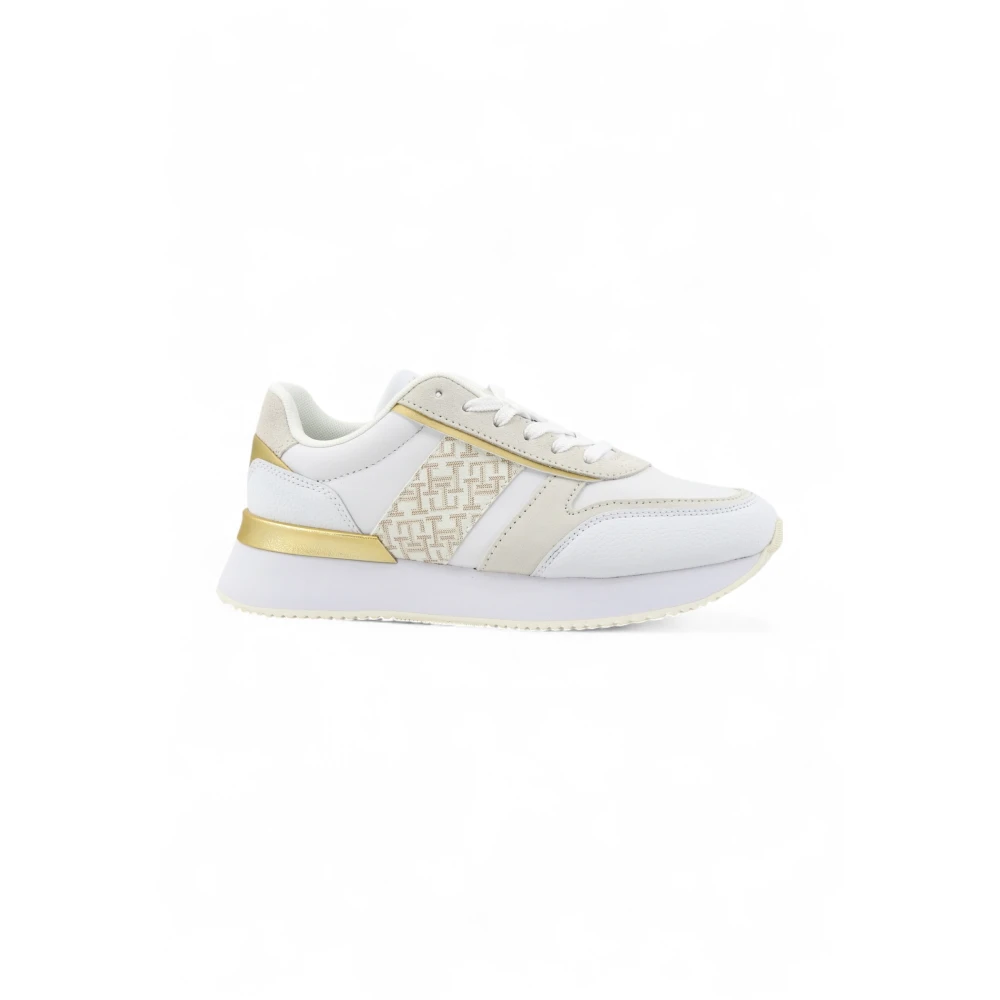 Tommy Hilfiger Women's White Monogram Metallic Sneaker - Sneakers - 4 Uk - Shoes