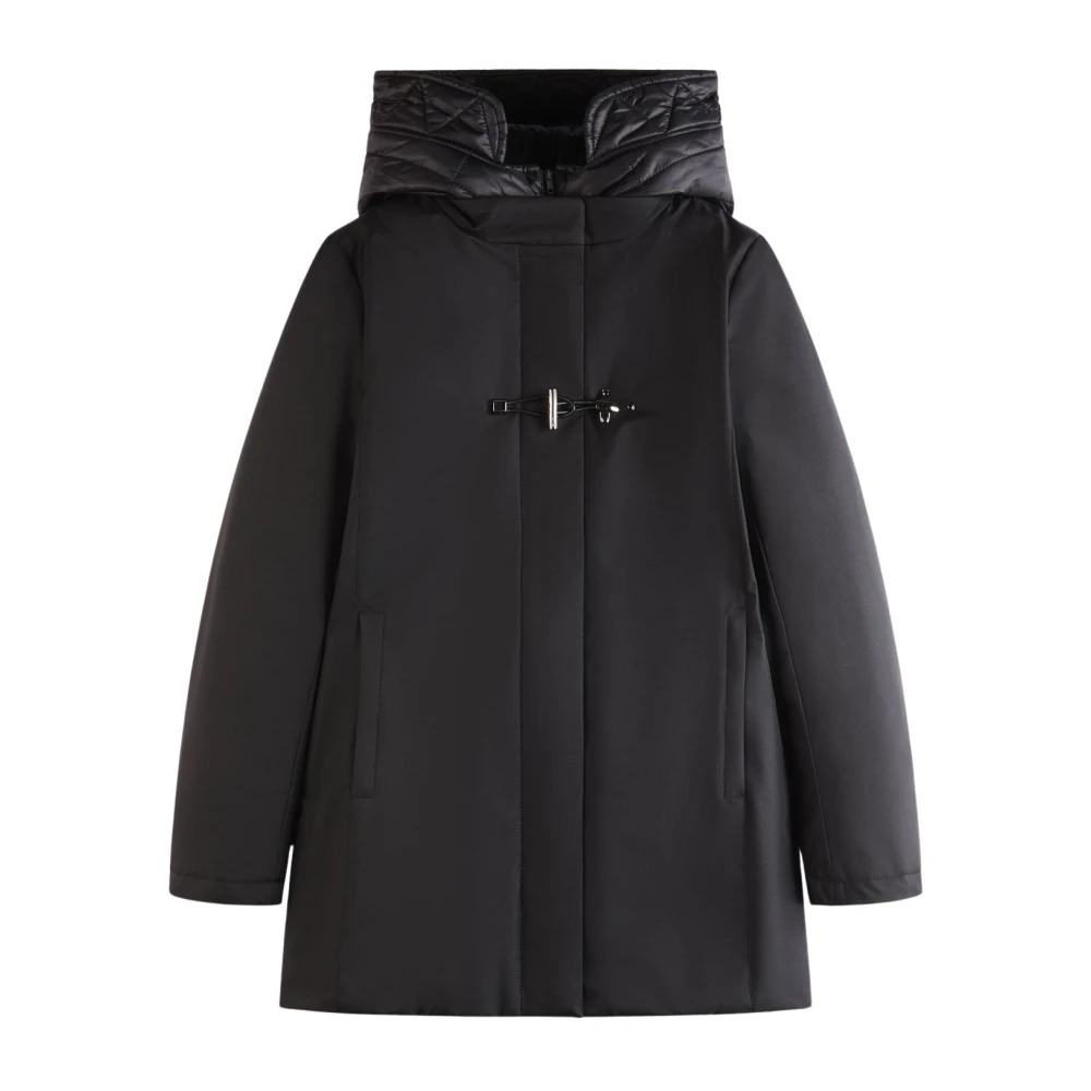 Fay Gabardine Toggle Coat Black Dames