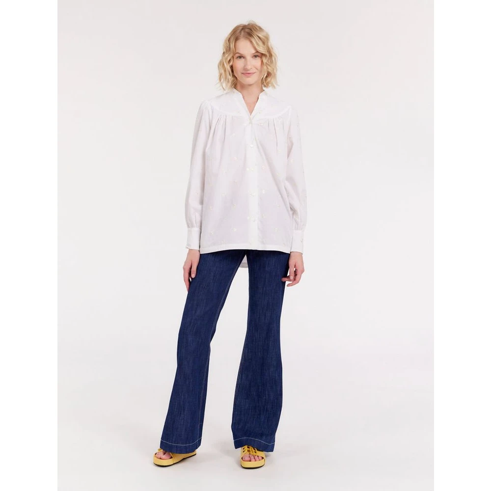 Ines De La Fressange Paris Witte geborduurde blouse Ornella White Dames