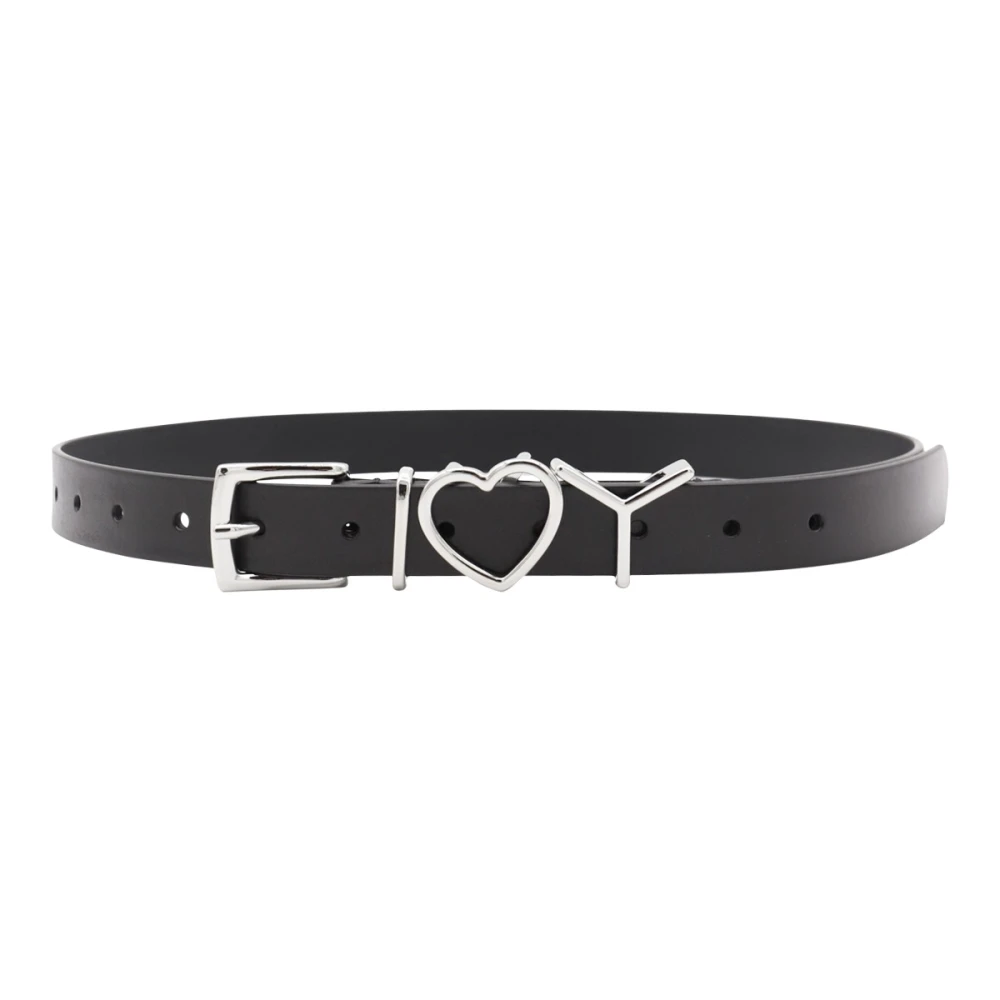 Y Project Zwart Leren Riem met Hartdetails Black Dames
