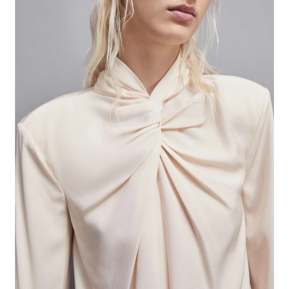 PATRIZIA PEPE Essentiële Knoopshirt Beige Dames