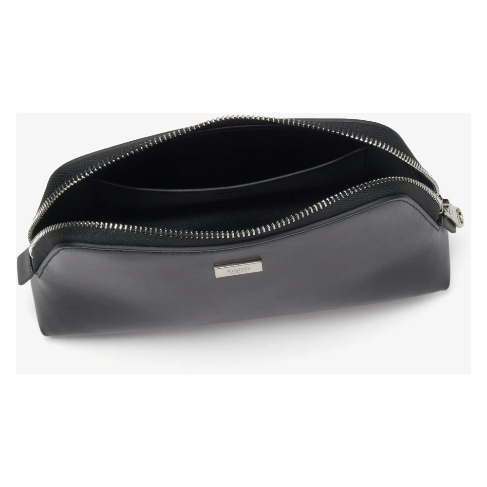 Estro Zwarte Leren Make-up Tas voor Vrouwen Black Dames