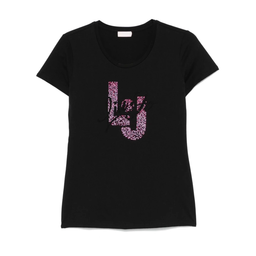 Liu Jo Zwart Strass Versierde Crew Neck T-shirt Black Dames