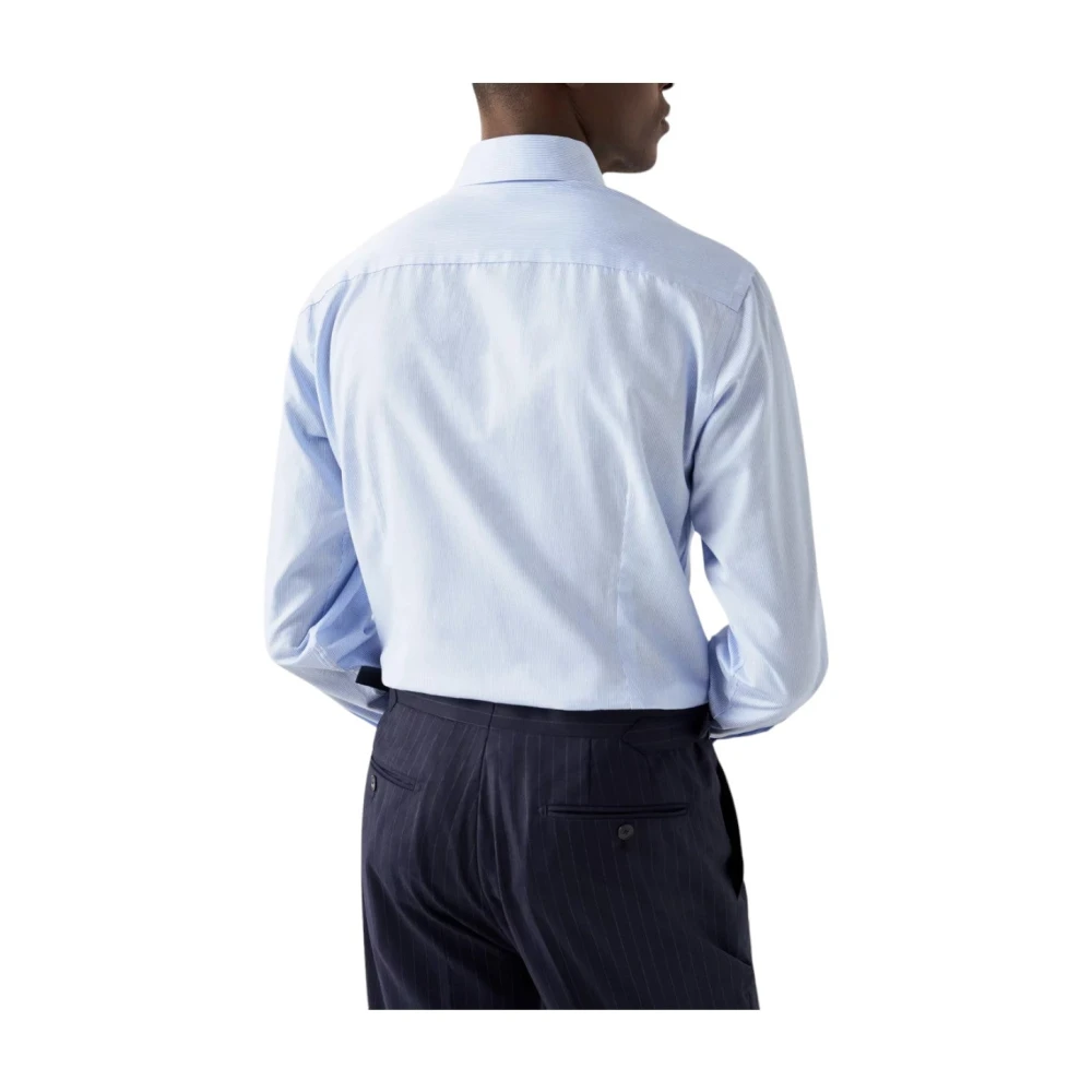 Eton Fijn Gestreept Signature Twill Zakelijk Overhemd Blue Heren
