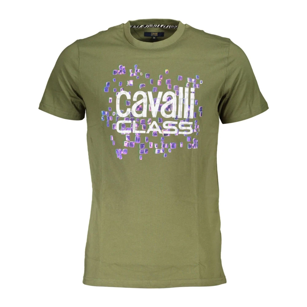 Cavalli Class Bedrukt Logo T-shirt Korte Mouw Ronde Hals Green Heren