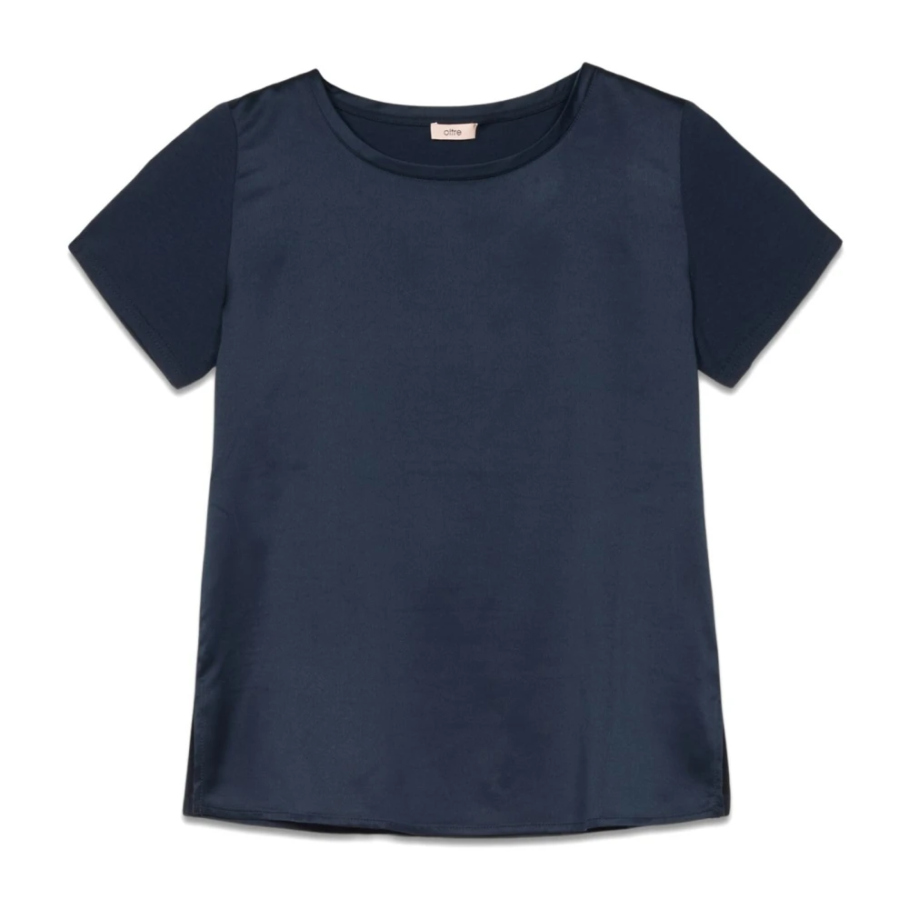 Oltre T-shirt gemaakt van twee verschillende materialen Blue Dames