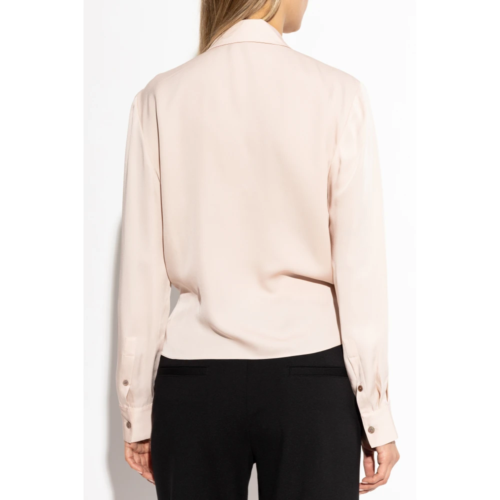 Theory Zijden V-hals top Pink Dames