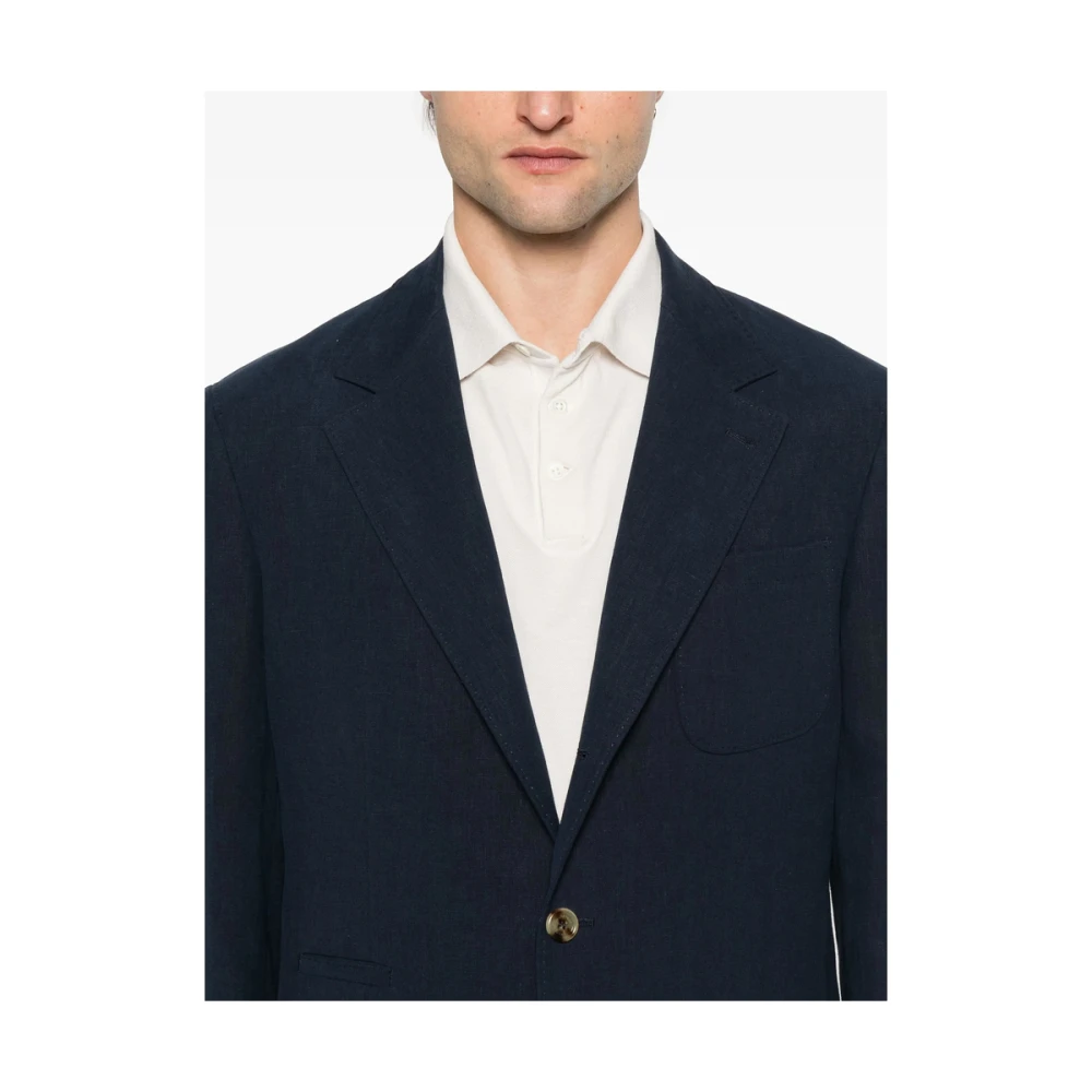 BRUNELLO CUCINELLI Navy Blue Jas met Knoopsluiting Blue Heren