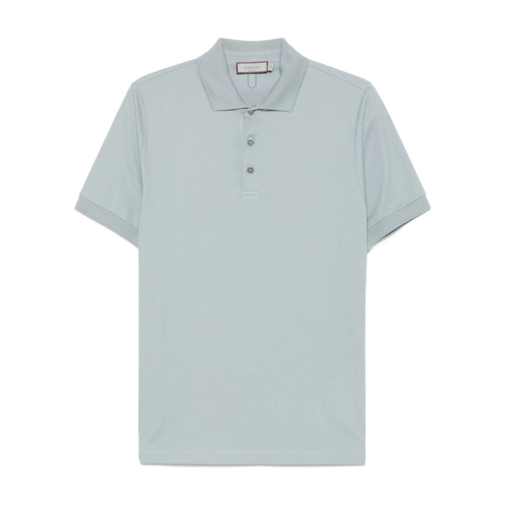Canali Witte Polo met Knopen Blue Heren