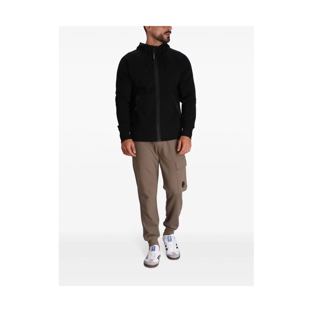 C.P. Company Zwarte Fleece Hoodie met Lens Detail Black Heren