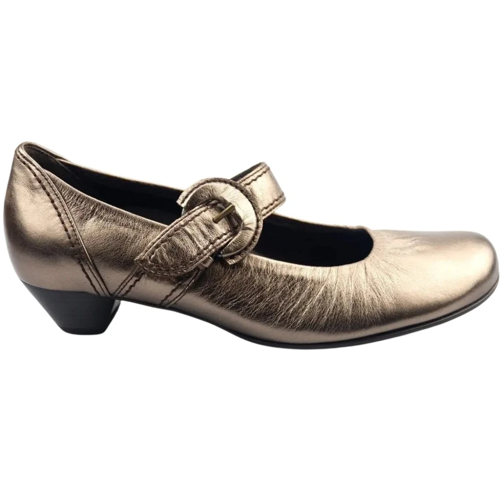 Gabor Metallisk Brons/Silver Läder Pumps Brown, Dam