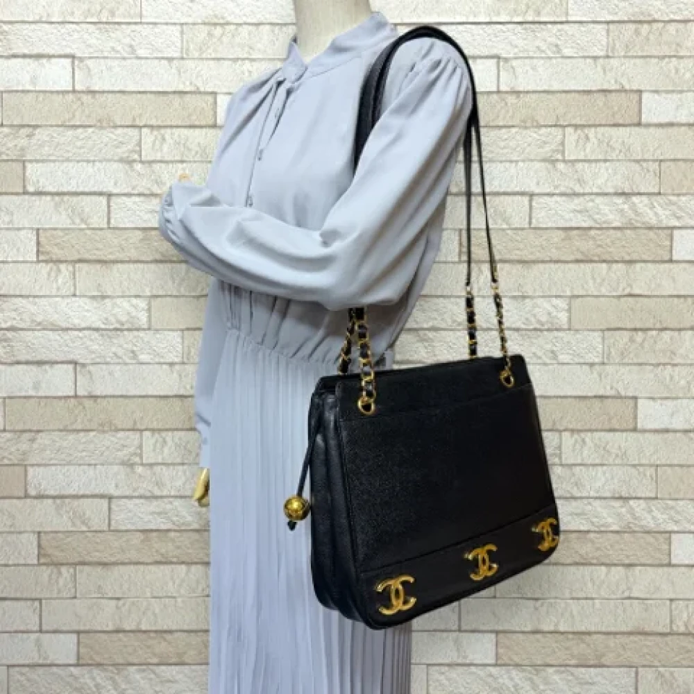 Chanel Vintage Pre-owned Leather totes Black Dames