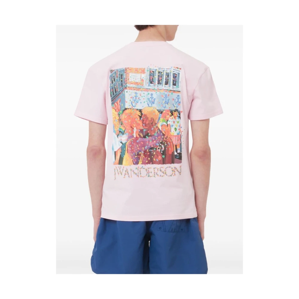 JW Anderson Grafische Print Roze T-shirt Pink Heren