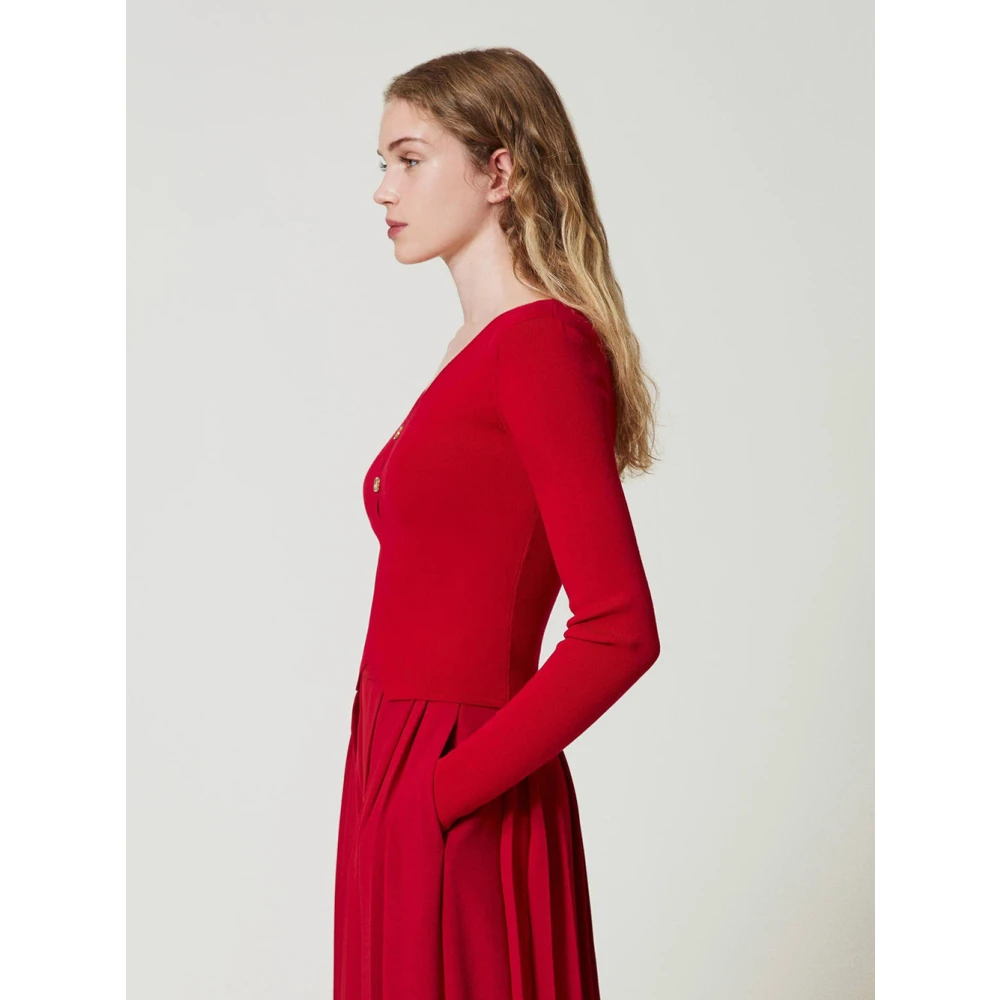 Twinset Omkeerbare V-hals Trui Rood Red Dames