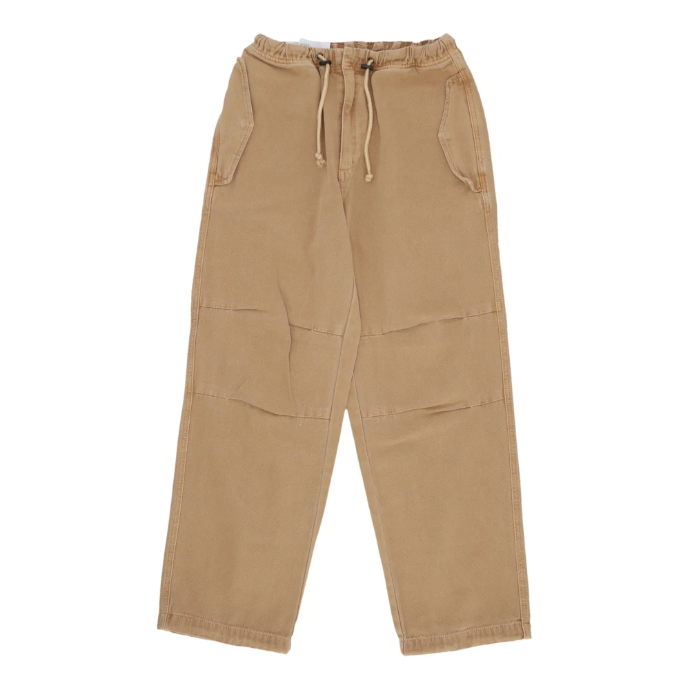Amish Beige Straight Trousers, Male, S, Dark Cotton Trousers With Pockets