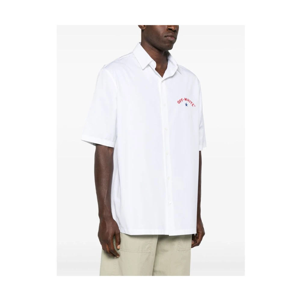 Off White Witte Shirt met Geborduurd Logo Korte Mouwen White Heren