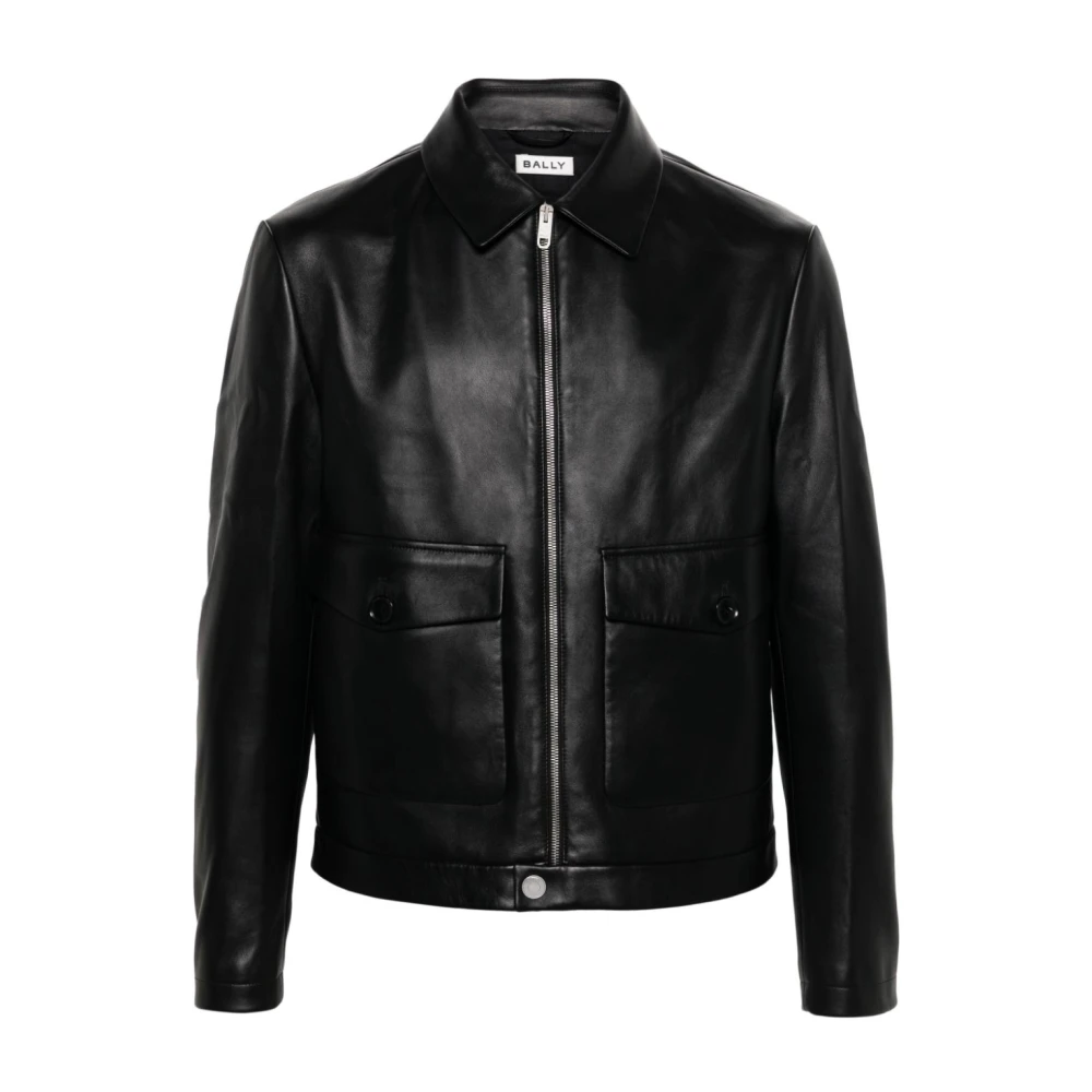 Bally Zwarte Lam Zip Jas Black Heren