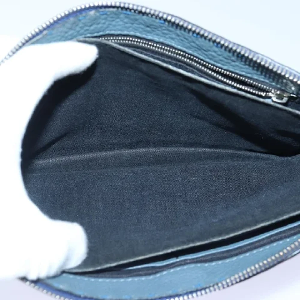 Fendi Vintage Pre-owned Leather clutches Blue Dames