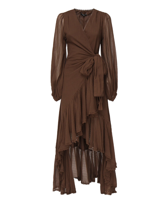 robe-portefeuille-en-coton-marron