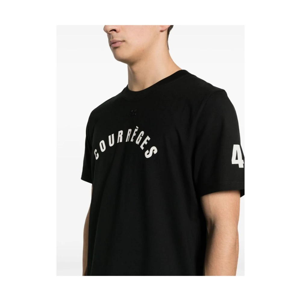 Courrèges Zwart Logo Print T-Shirt Black Heren