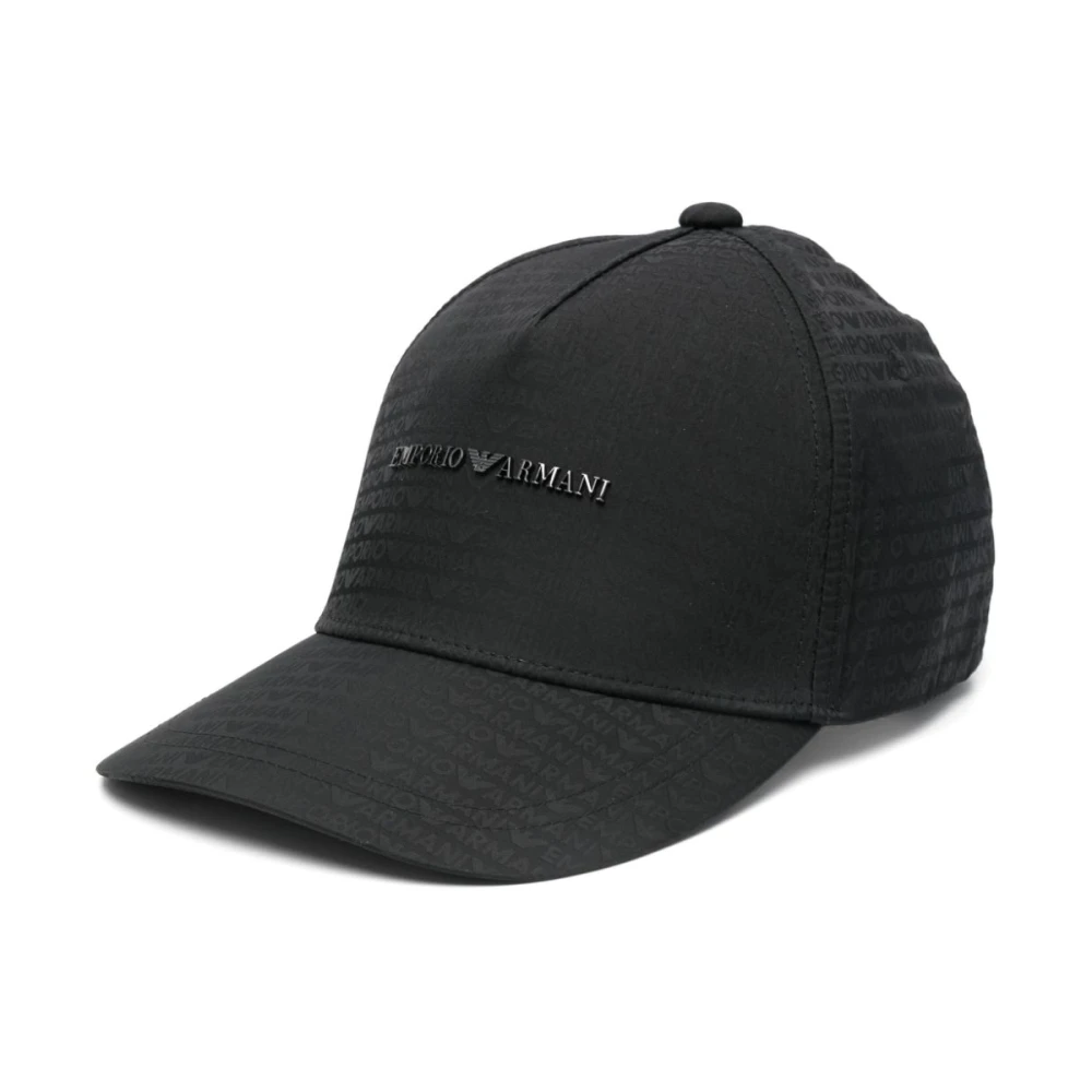 Emporio Armani Men's Black Monogram Cotton Hat