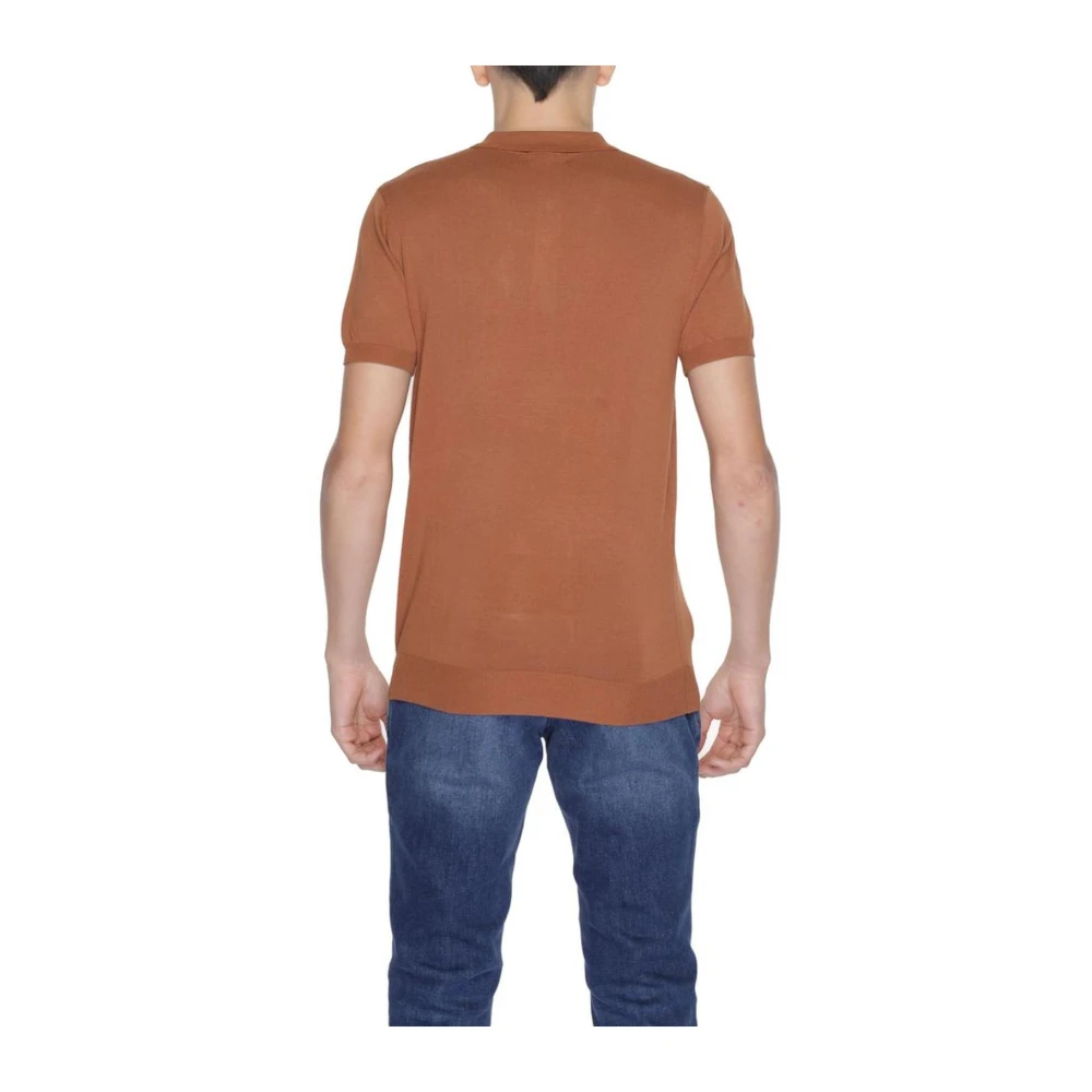 Gianni Lupo Bruine Viscose Polo Shirt met korte mouwen Brown Heren
