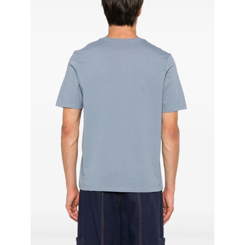 Maison Kitsuné Blauw Jersey Fox Patch T-shirt Blue Heren