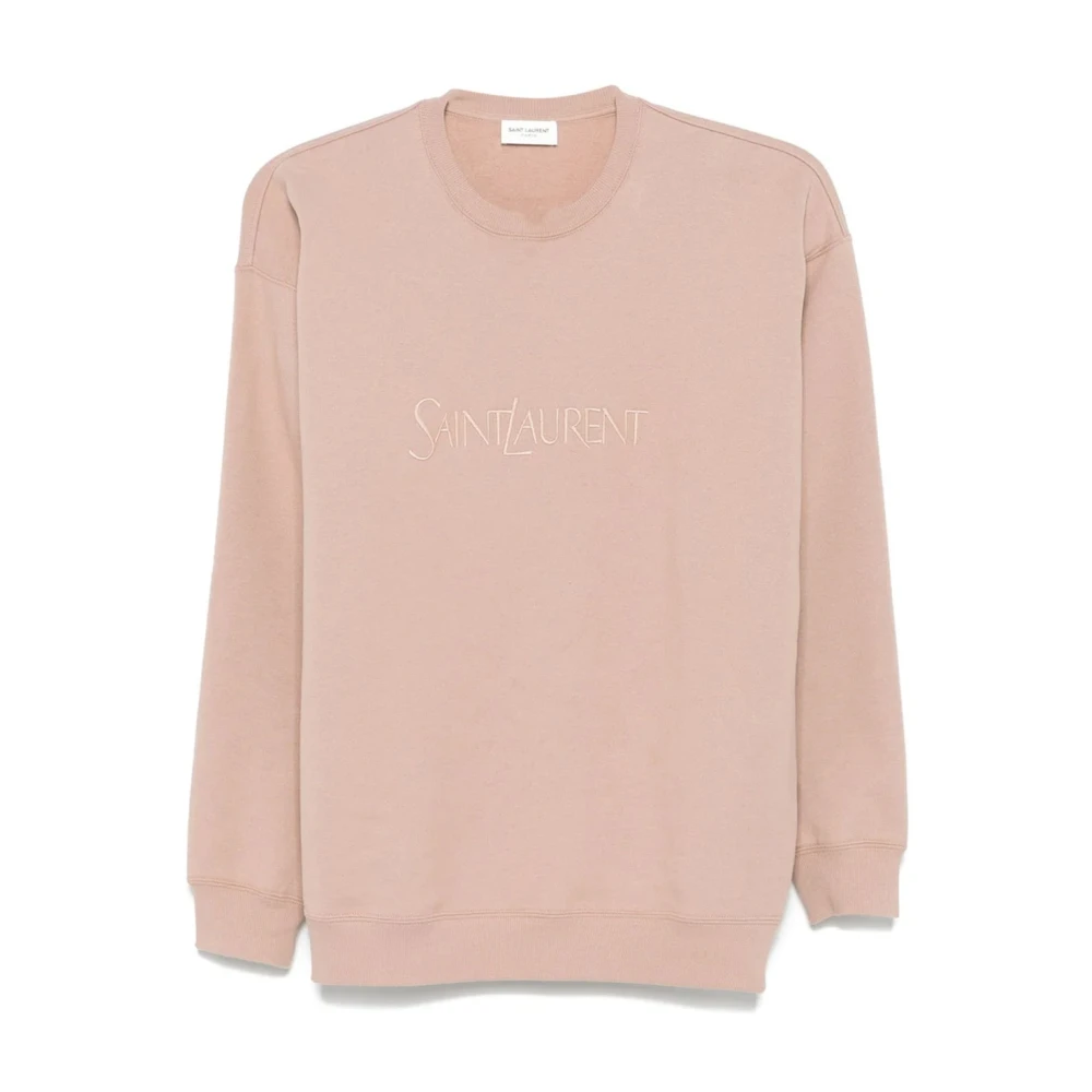 Saint Laurent Roze Sweatshirt met Geborduurd Logo Pink Dames