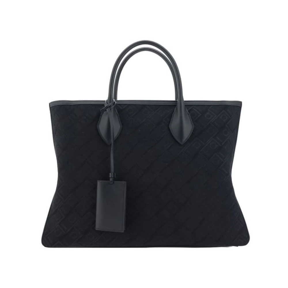 Salvatore Ferragamo Jacquard Ster Tote Handtas Black Heren