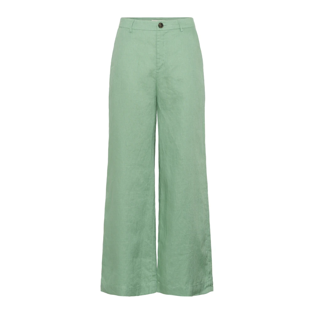Part Two Women's Green Wide Leg Linen Trousers
