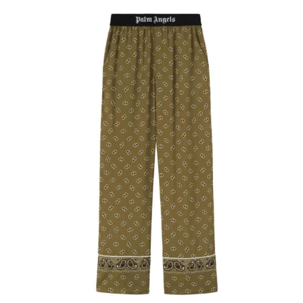 Palm Angels Wide Trousers Green Dames