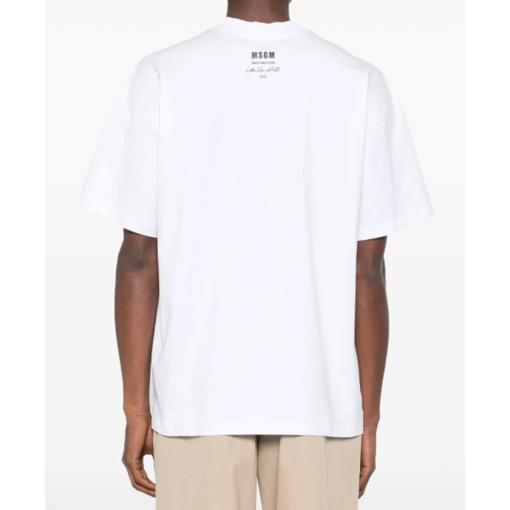 Msgm Korte mouw T-shirt Sailors in Love White Heren