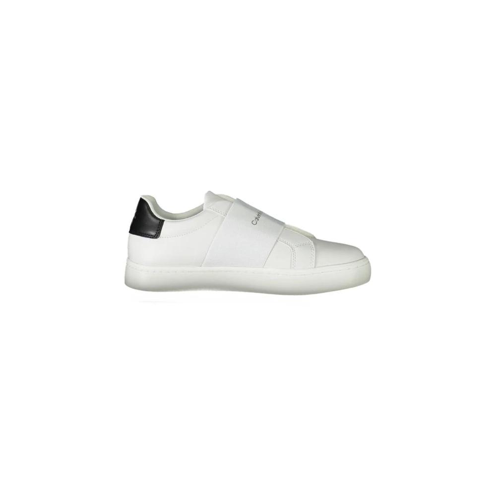 Calvin Klein Women's White Slip-On Sneaker With Elastic Detailing