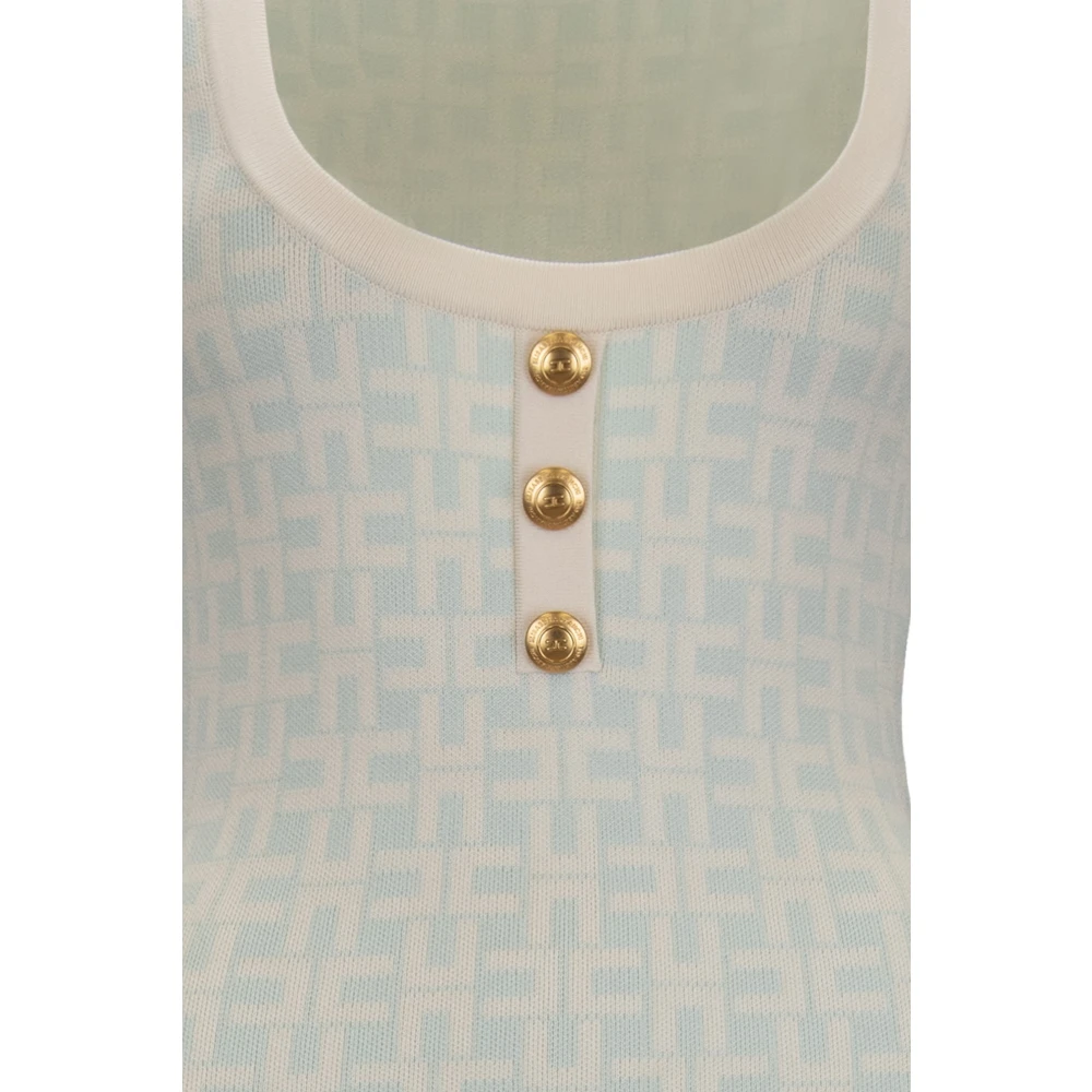Elisabetta Franchi Mouwloze Midi Jurk met Rits Blue Dames