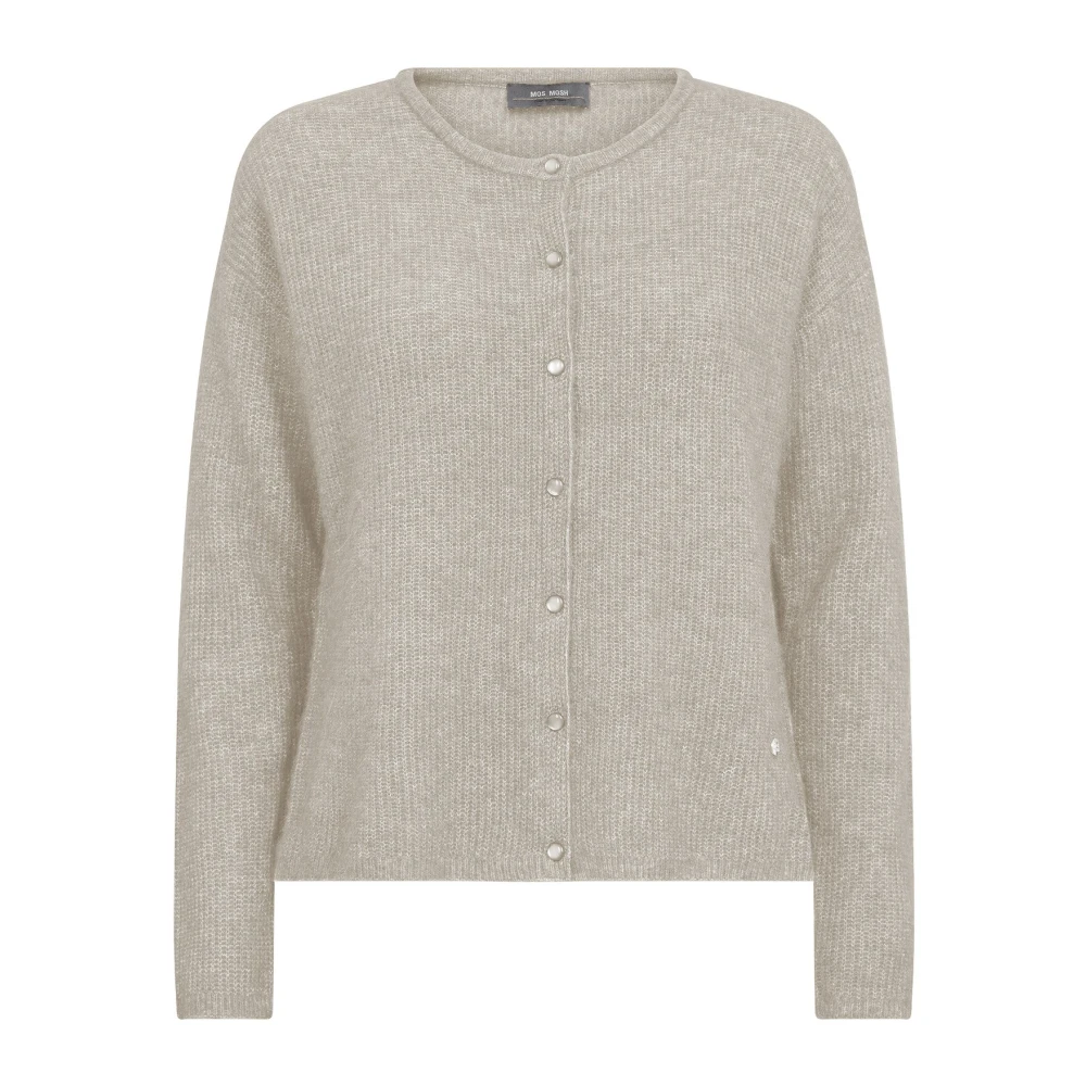 Mos Mosh Gray Feather Knit Cardigan - Female - Cardigans - Xl - Knitwear