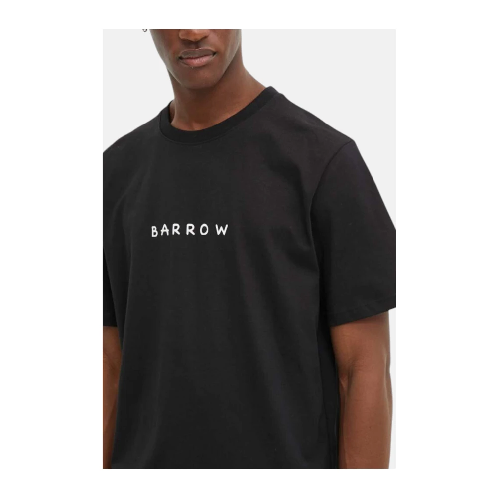 Barrow Katoenen T-shirt met Print Voor- en Achterkant Black Heren