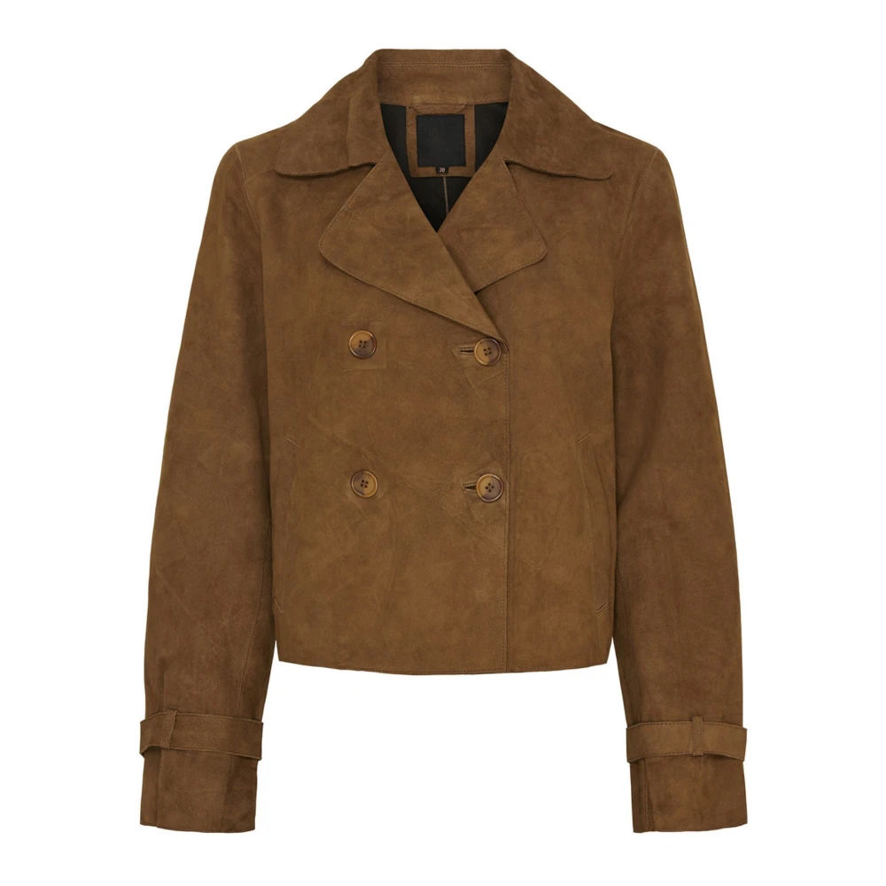 Notyz Mujer Marrón - Gabardina Corta De Ante - Jackets - Xs