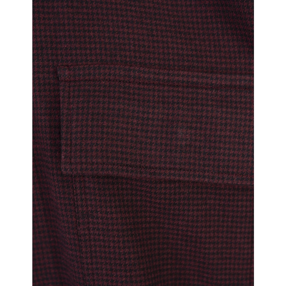 Kiton Rode Houndstooth Nerano Shirt Red Heren