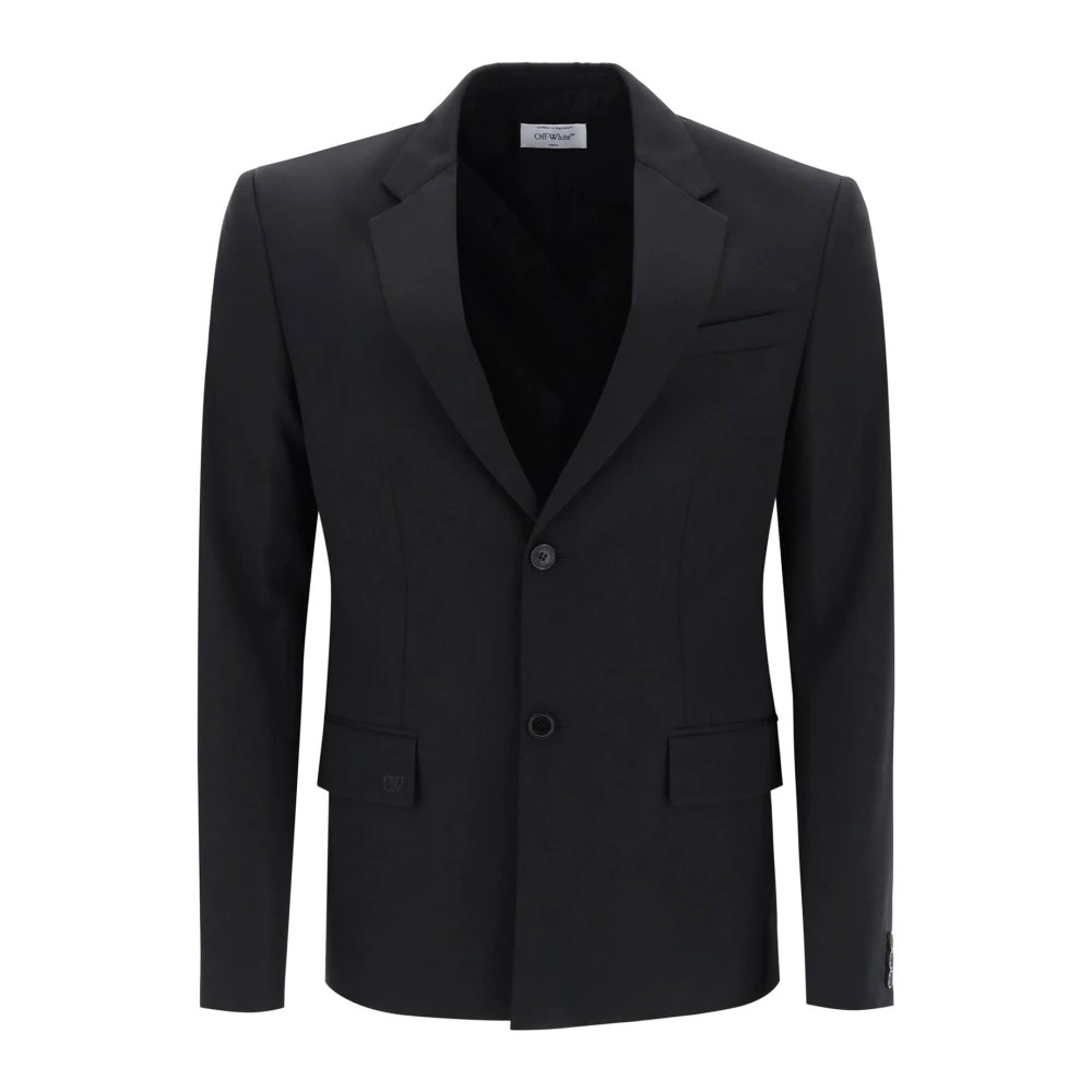 Off White Men's - Embroidered Wool Long Sleeve Blazer - Black - L - Image 3