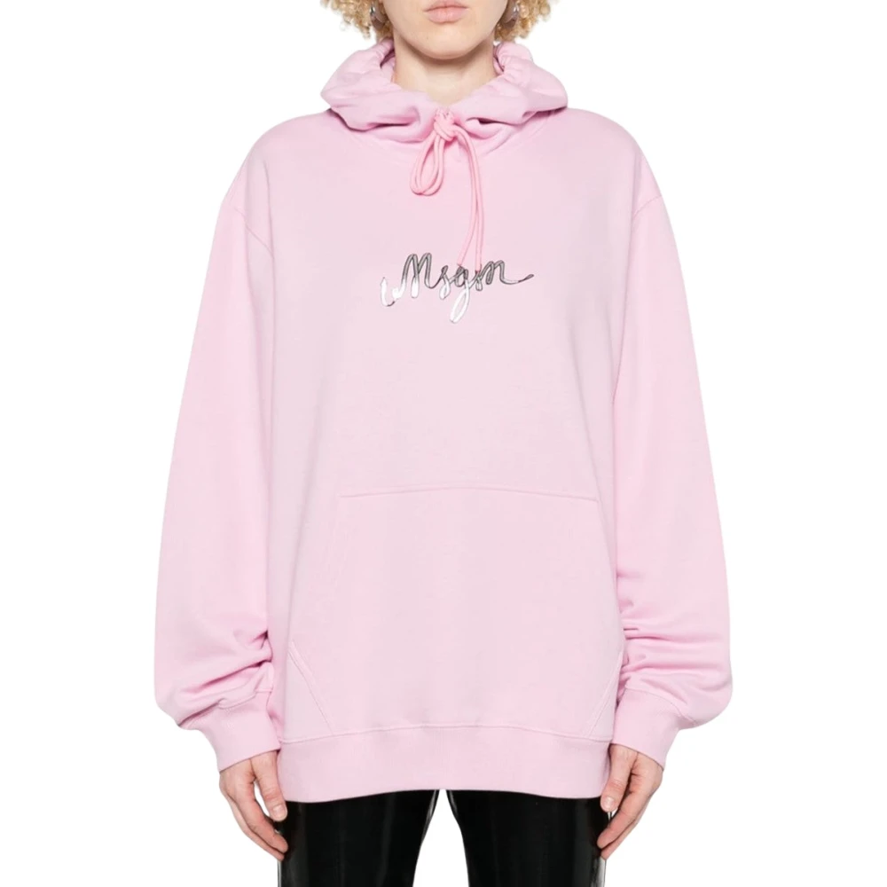 Msgm Hoodie met Logoprint Pink Dames