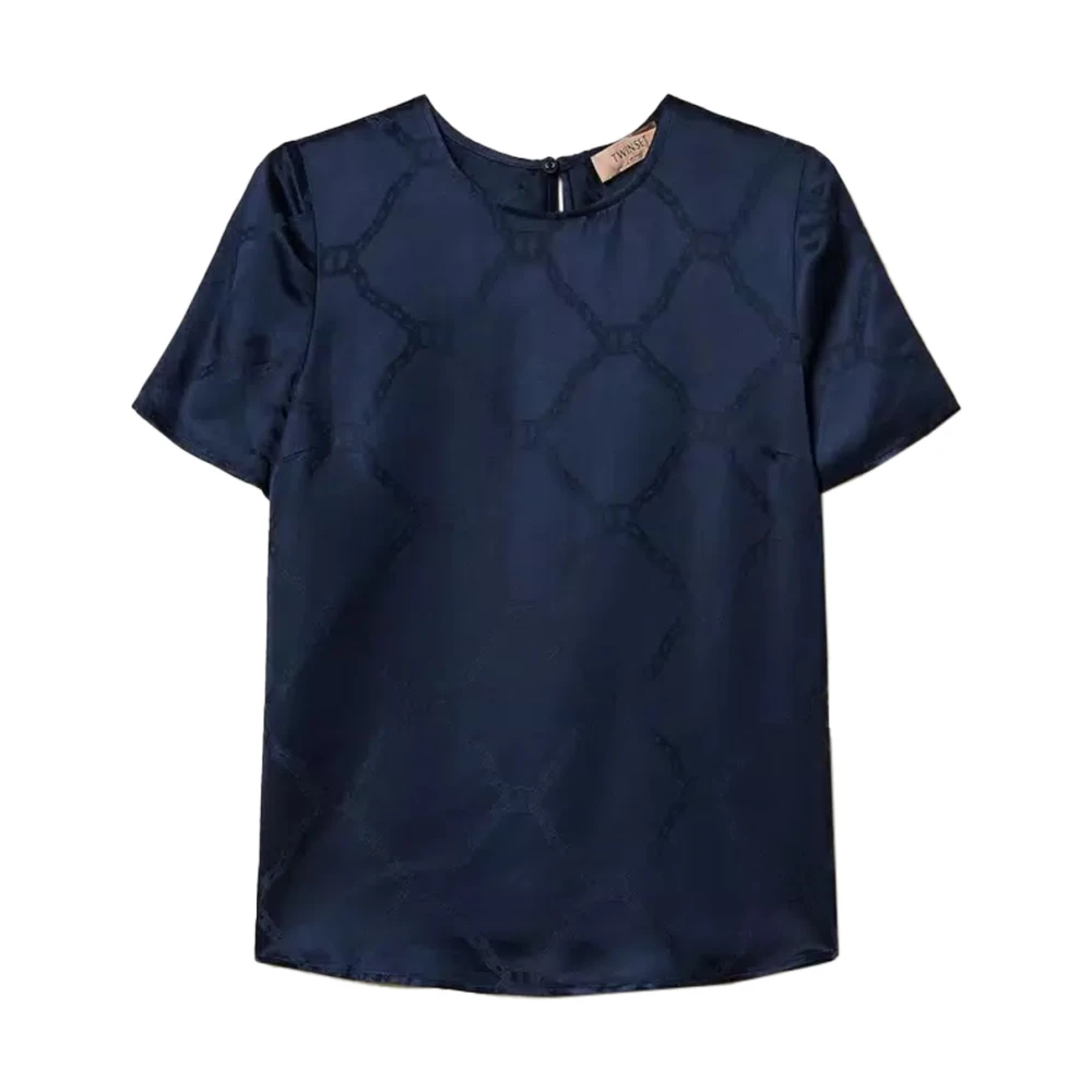 Twinset Lyocell T Jacquard Blouse Blue Dames