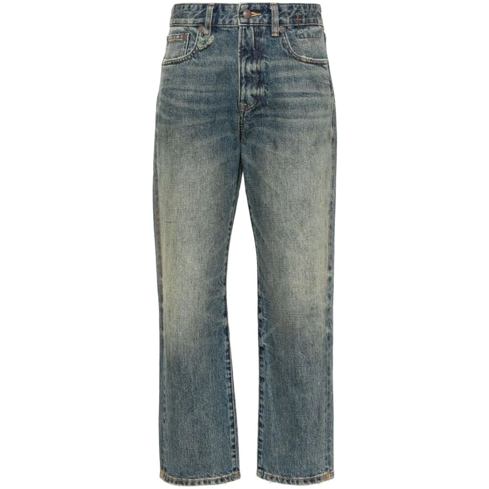R13 Blauwe Jeans met Verfspat Detail Blue Dames