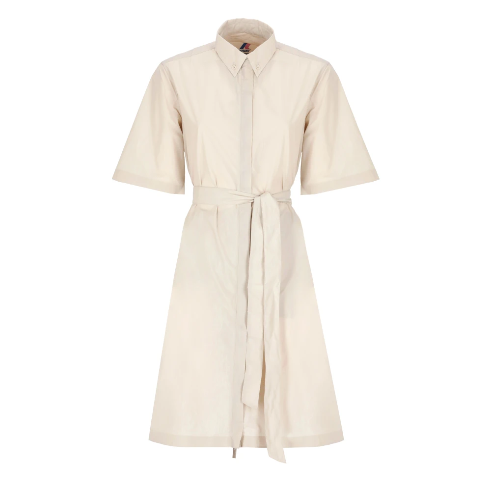 K-Way Vrouw Beige Regenjas Met Kraag En Riem