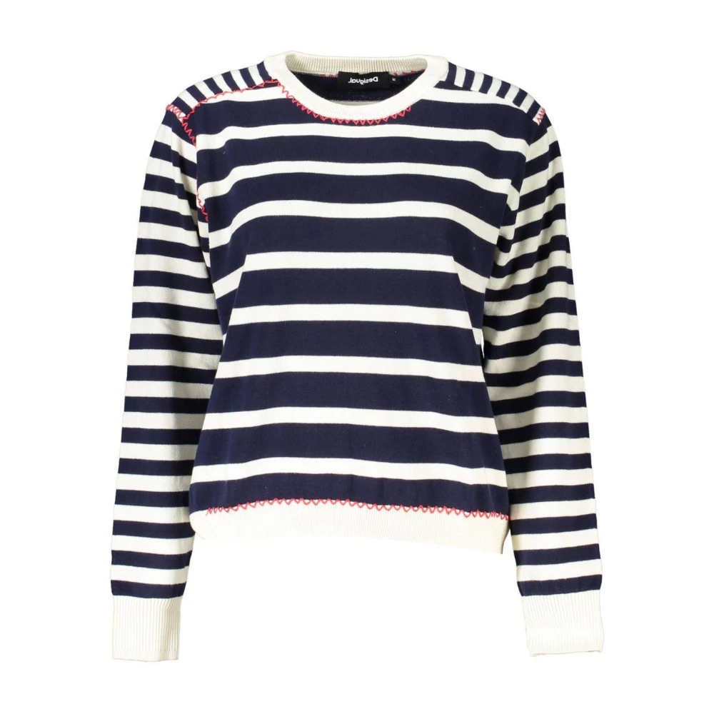 Desigual Women's Blue Cotton Knit Pullover Sweater