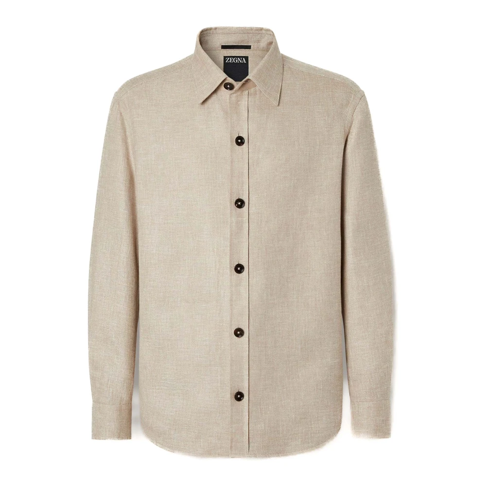 Zegna Men's Beige Overshirt In Cashmere- Linen And Silk - Light Jackets - Xl - Jackets