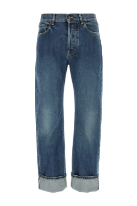 Cotton Jeans med läderlogopatch
