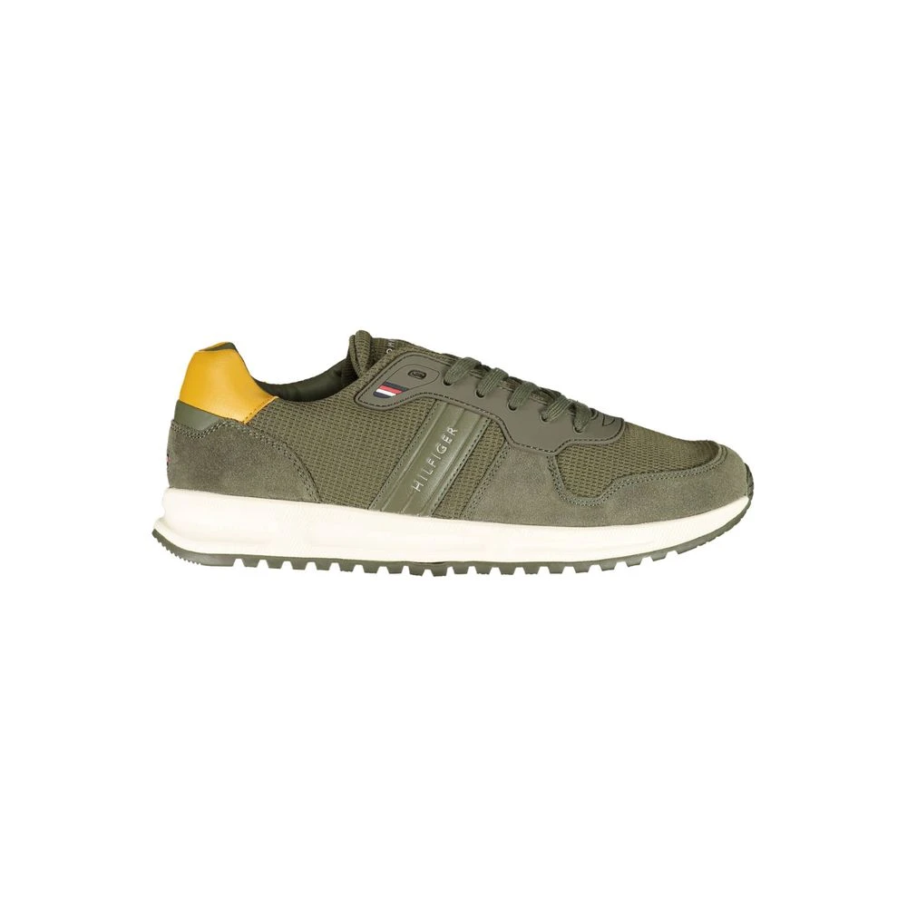 Tommy Hilfiger Men's Green Polyester Sneaker With Contrasting Details