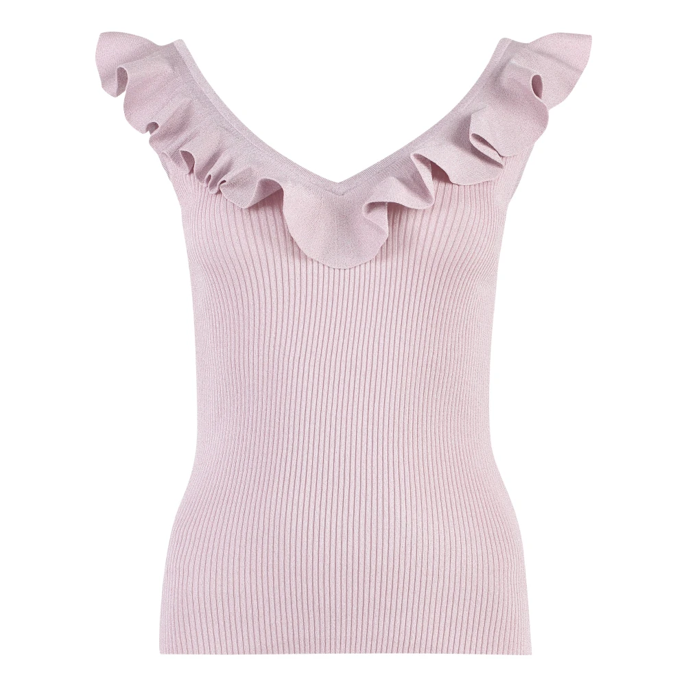 Zimmermann Geribbelde tanktop met ruches Purple Dames