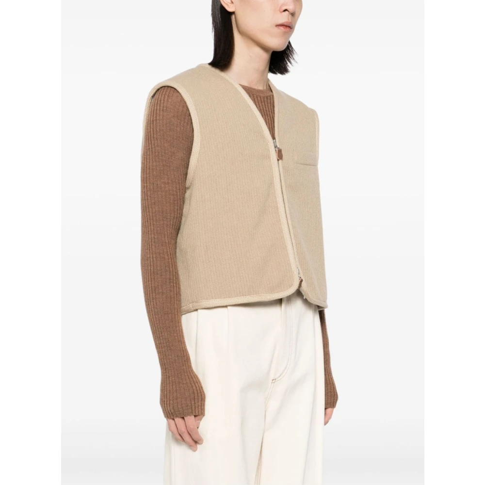 Our Legacy Shearling Gevoerde Top Vest in Jumbo Bedford Beige Heren